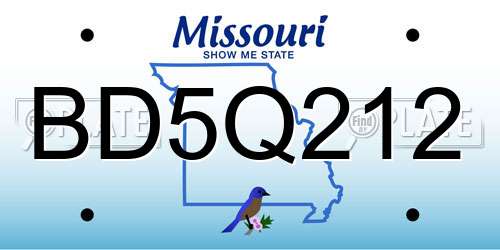 BD5Q212 Missouri License Plate