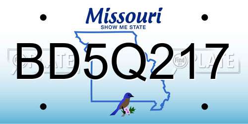 BD5Q217 Missouri License Plate