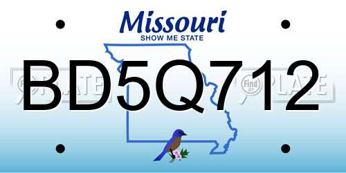 BD5Q712 Missouri License Plate
