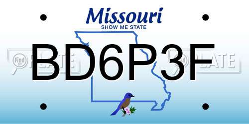 BD6P3F Missouri License Plate