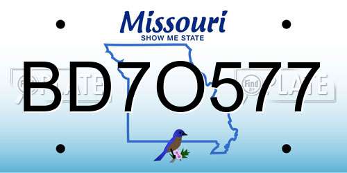 BD7O577 Missouri License Plate