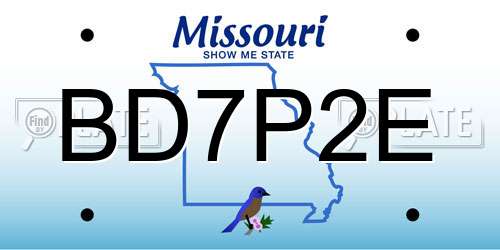 BD7P2E Missouri License Plate