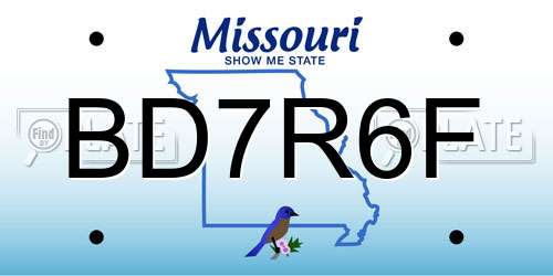 BD7R6F Missouri License Plate