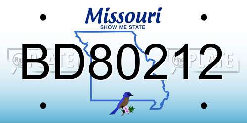 BD80212 Missouri License Plate