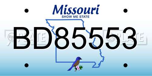 BD85553 Missouri License Plate
