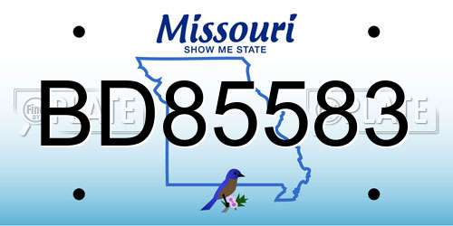 BD85583 Missouri License Plate