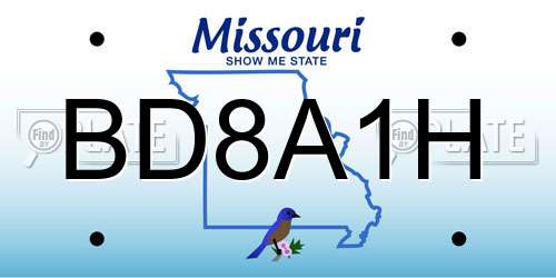 BD8A1H Missouri License Plate