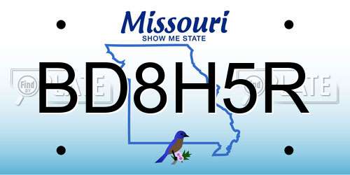 BD8H5R Missouri License Plate