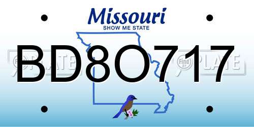 BD8O717 Missouri License Plate