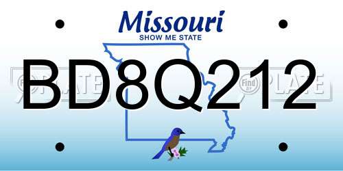 BD8Q212 Missouri License Plate