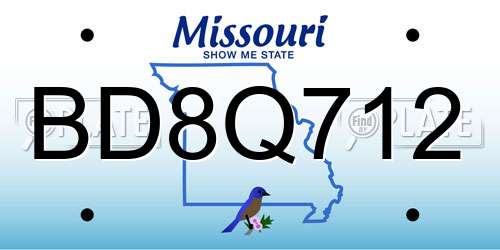 BD8Q712 Missouri License Plate