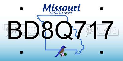 BD8Q717 Missouri License Plate