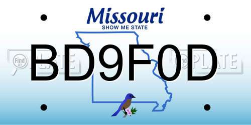 BD9F0D Missouri License Plate