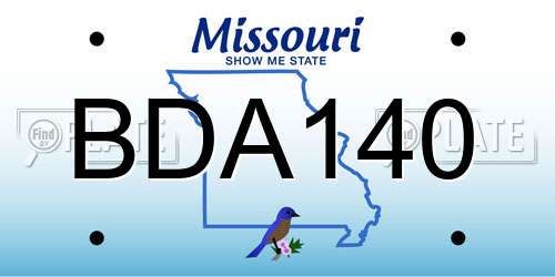 BDA140 Missouri License Plate