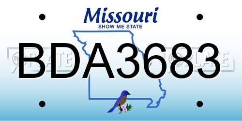 BDA3683 Missouri License Plate