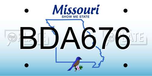 BDA676 Missouri License Plate