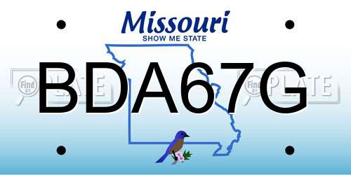 BDA67G Missouri License Plate