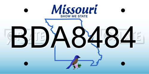 BDA8484 Missouri License Plate