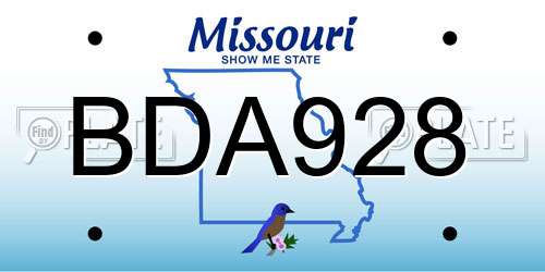 BDA928 Missouri License Plate