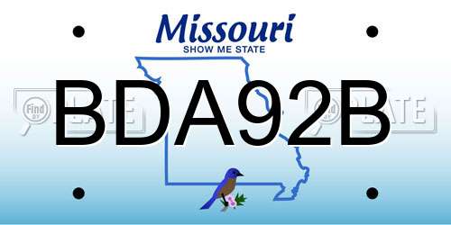BDA92B Missouri License Plate