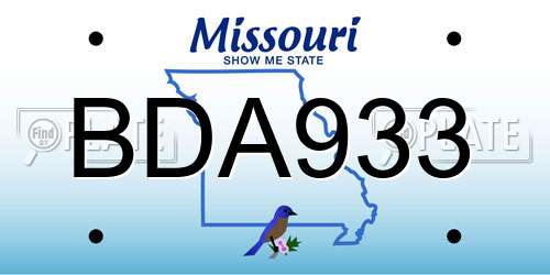 BDA933 Missouri License Plate