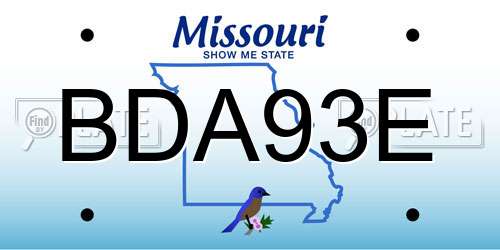 BDA93E Missouri License Plate