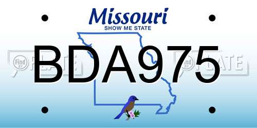 BDA975 Missouri License Plate