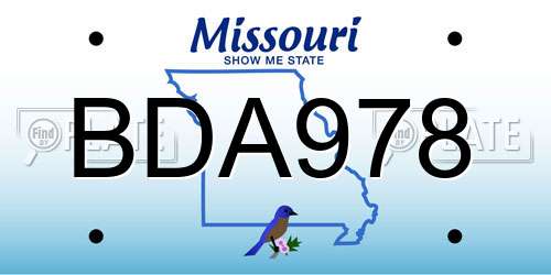 BDA978 Missouri License Plate