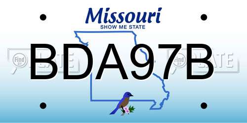 BDA97B Missouri License Plate