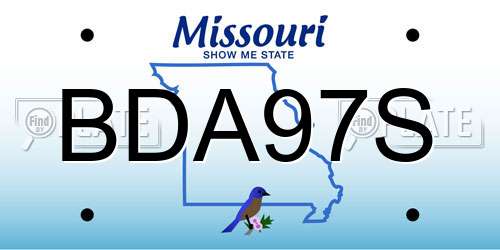 BDA97S Missouri License Plate