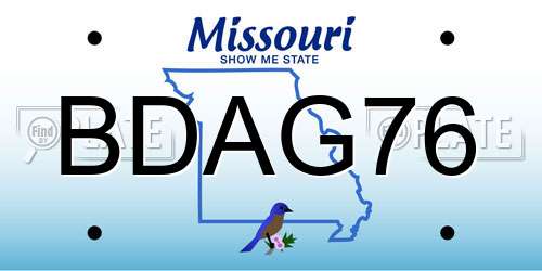 BDAG76 Missouri License Plate