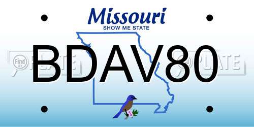 BDAV80 Missouri License Plate