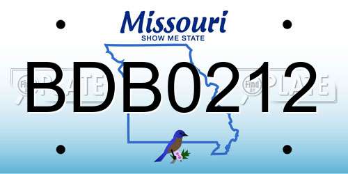 BDB0212 Missouri License Plate