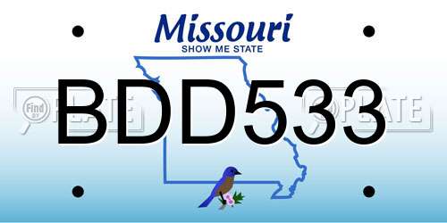 BDD533 Missouri License Plate