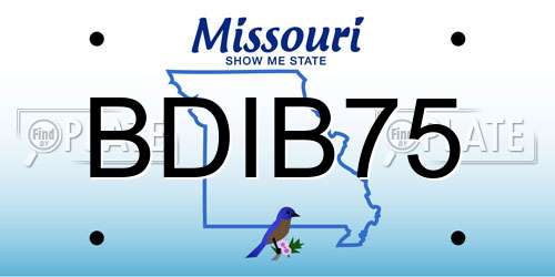 BDIB75 Missouri License Plate