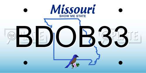 BDOB33 Missouri License Plate