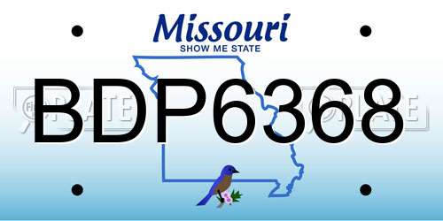 BDP6368 Missouri License Plate