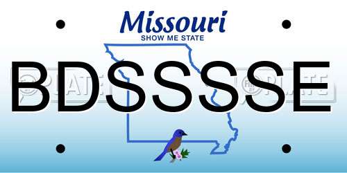 BDSSSSE Missouri License Plate
