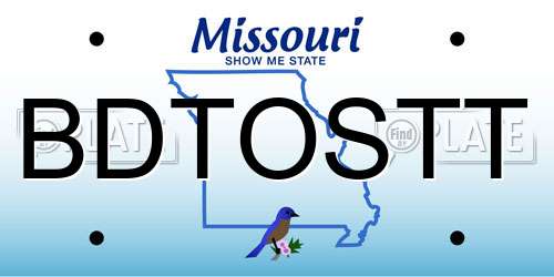 BDTOSTT Missouri License Plate