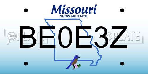 BE0E3Z Missouri License Plate