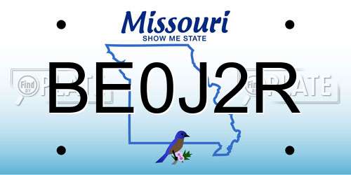 BE0J2R Missouri License Plate