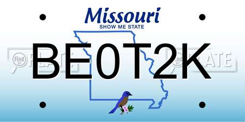 BE0T2K Missouri License Plate