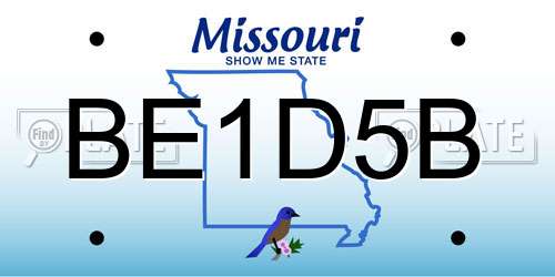 BE1D5B Missouri License Plate