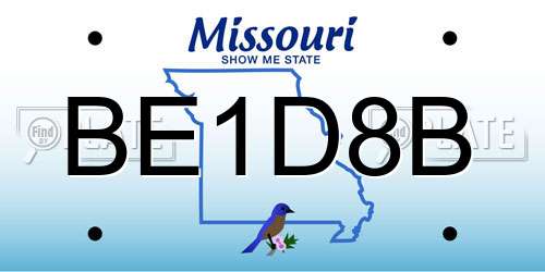 BE1D8B Missouri License Plate