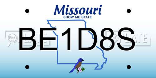 BE1D8S Missouri License Plate