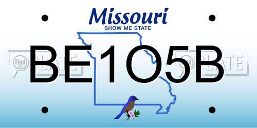 BE1O5B Missouri License Plate