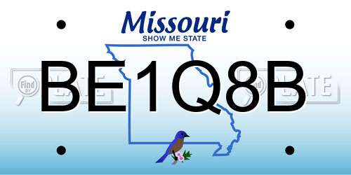 BE1Q8B Missouri License Plate