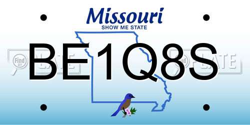 BE1Q8S Missouri License Plate