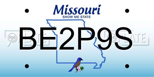 BE2P9S Missouri License Plate