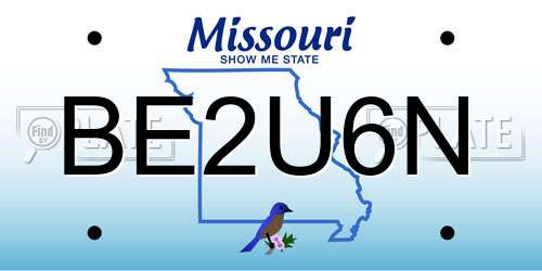 BE2U6N Missouri License Plate
